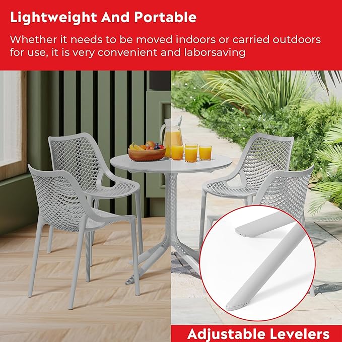 Costaelm Sunshine 31.5" Round Plastic Outdoor Patio Dining Table for 4, Gray