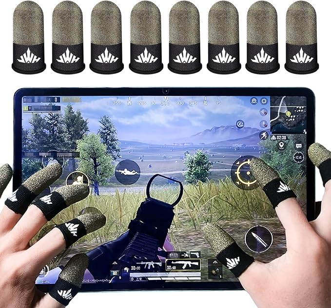 JWH Silicone Gaming Grip Case for iPad Anti Slip Game Control Protector for PUBG Mobile Shooting Games with Finger Sleeves and Storage Box Anti Accidental Touch Finger Protection Gaming Accessories
