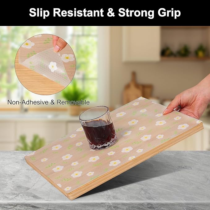 Cooyes Shelf Liner – Premium Non-Adhesive Cabinet & Drawer Liner for Kitchen – Waterproof Shelf Paper with Modern Pattern – Durable EVA Cabinet Mat – Easy to Cut （17.5" W x 197" L）