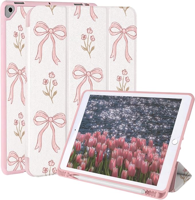 Case for iPad 9th/ 8th/ 7th Generation Case 10.2&amp10.5 Inch (2021/2020/2019 Release) Slim Lightweight Soft Trifold Back Cover with Pencil Holder &amp Auto Sleep/Wake CoverBeige Checkered