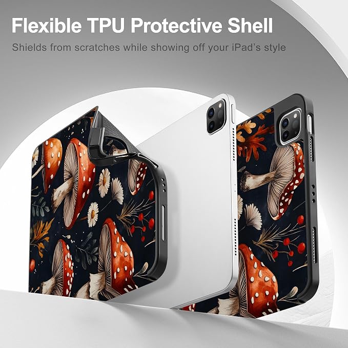 May Chen Case for iPad Pro 11 inch (4th 3rd 2nd &amp 1st Gen) 2022 2021 2020 2018 Trifold Stand + Pencil Holder + Auto Wake/Sleep + Soft TPU Protective Stand Back Cover Abstract Floral