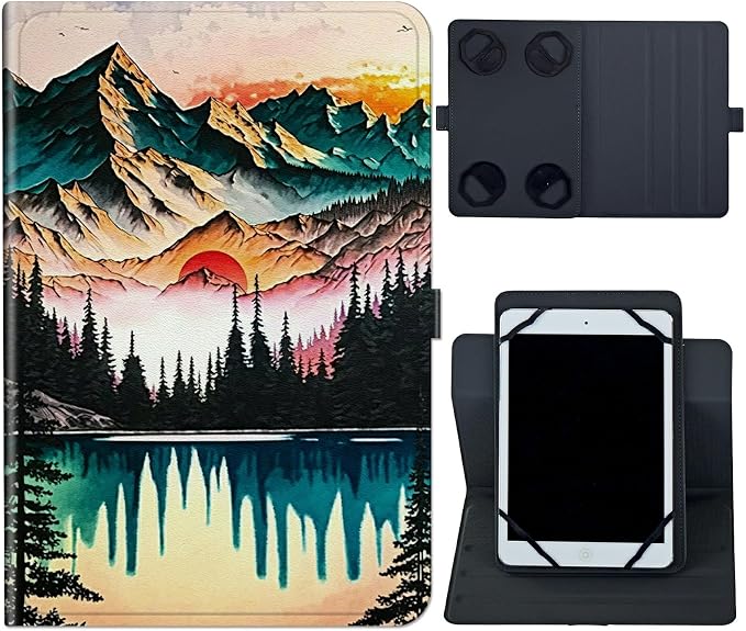 Universal Case for 10.6 inch 11 inch TabletUniversal Case for 10.6-11 Inch Touchscreen TabletSlim PU Leather Stand Folio Shell Cover with 360 Degree Rotatable Kickstand ViewingAbstract Sun Leaf