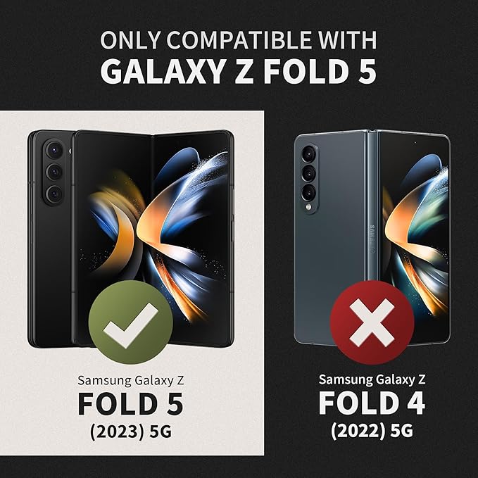 TONGATE for Z Fold 5 Case with Ring Stand, Built-in S Pen Holder & Glass Screen Protector Shockproof Rugged Z5 Phone Case with Slide Camera Cover& Belt Clip for Samsung Galaxy Z Fold 5, Privacy Black