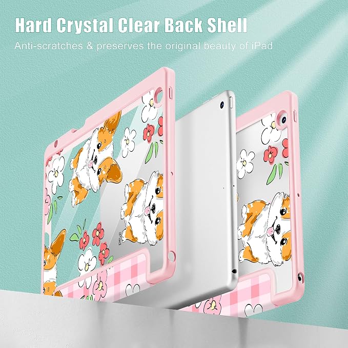 May Chen for iPad 9th Generation with Pencil Holder iPad 8th/7th Gen Case 10.2-inch [Penceil Holder] Trifold Stand Auto Wake/Sleep Clear TPU Protection Back Cover Ballet Shoes