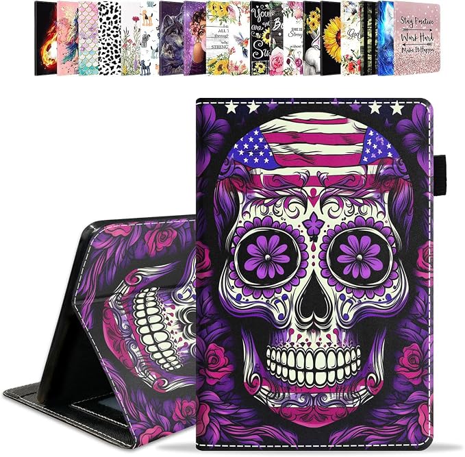Case for Amazon Kindle Fire HD 10 Tablet 10.1 (9th/7th Generation 2019/2017 Release) - PU Leather Folio Case with Smart Auto Wake/Sleep African American Girl