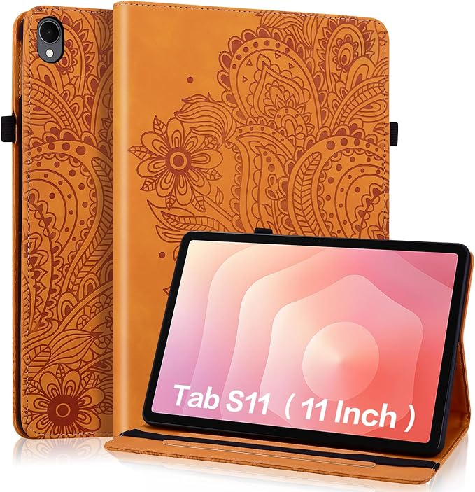 Case for Samsung Galaxy Tab S11 11 Inch PU Leather Multi-Angle Viewing Stand Wallet Protective Cover with Card Slots - Blue