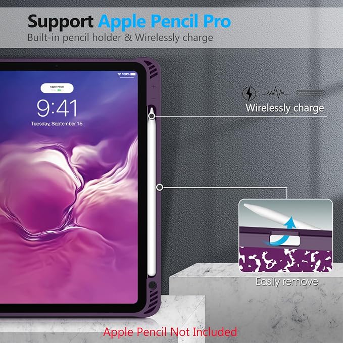 Fintie Slim Case for iPad Air 11-inch &amp iPad Air 5th/4th Generation 10.9 in | Tri-Fold Stand Flexible Soft TPU Back Cover Shockproof Protection Pencil Holder Scratch-Resistant Composition Lil