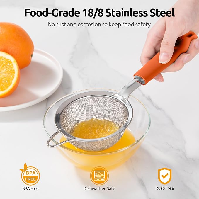 U-Taste Small Fine Mesh Strainer: 18/8 Stainless Steel 3.35in 30 Mesh Kitchen