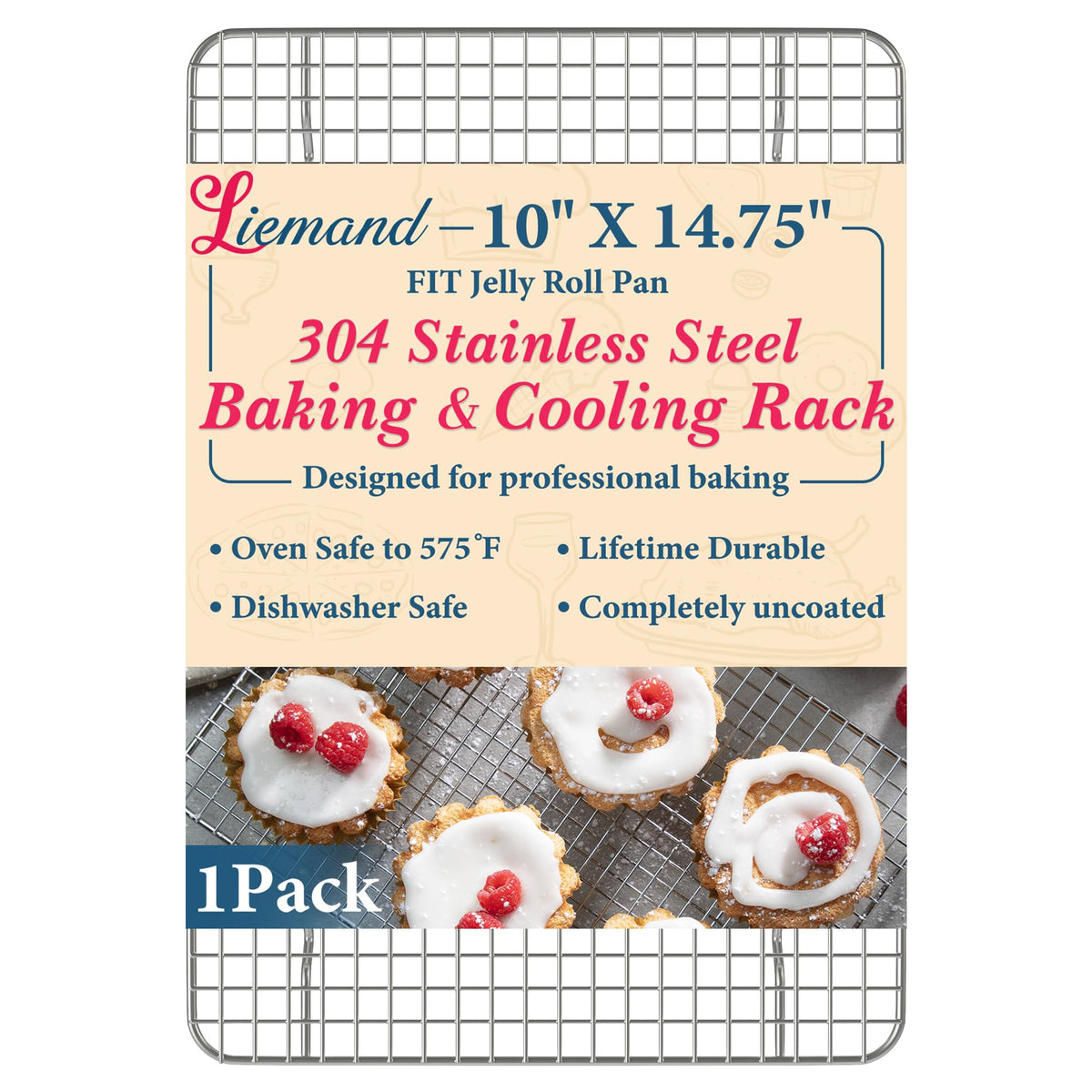 Cooling Racks for Cooking and Baking - 8.5"x12" Oven Safe Premium Stainless Steel Heavy Duty Baking Rack Tight-Wire, Fits Quarter Sheet Pan for Roasting & Grilling & Cooking - Set of 2