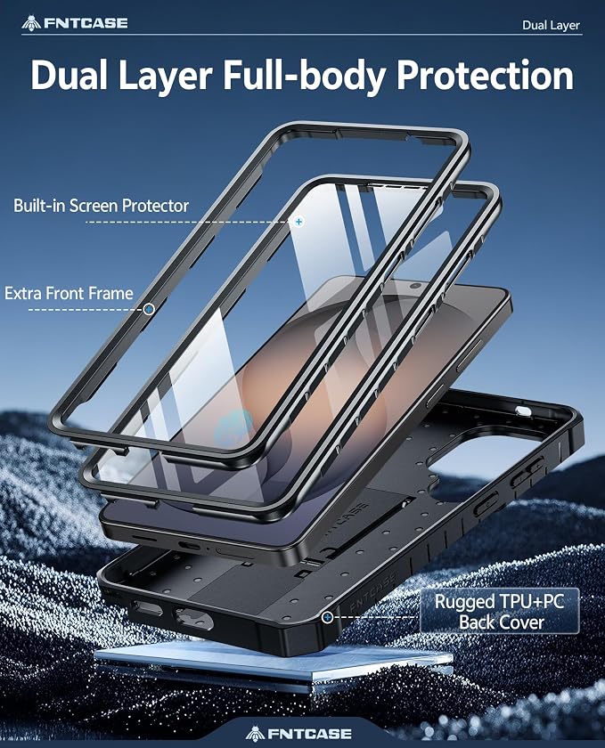 FNTCASE for 11 Pro XL Case Rugged Kickstand 2 Front Frames Black | Built-in Screen Protector 20FT Military-Grade Drop Protection Rugged Heavy Duty Shockproof Full Body Protective Cover