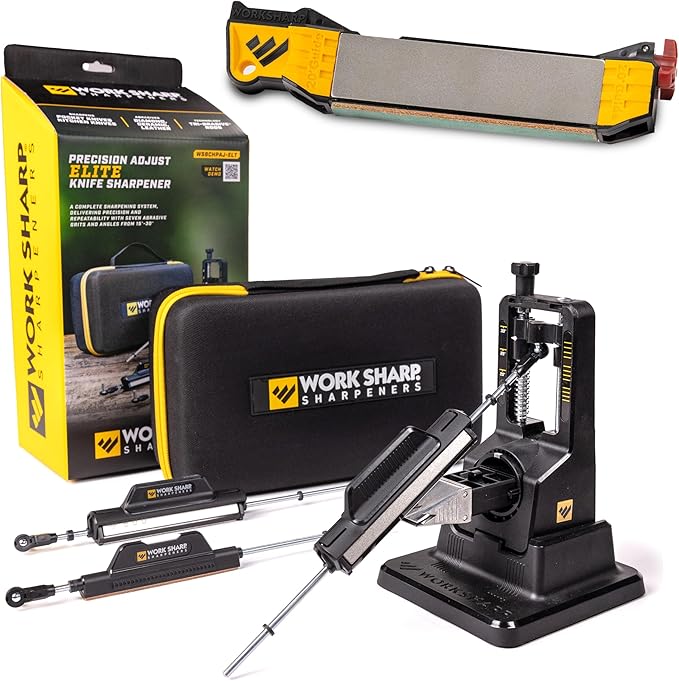 Work Sharp Precision Adjust Elite & Guided Field Knife Sharpener Kit - Professional Sharpening System for Kitchen, Pocket & Outdoor Knives - Complete 2-Piece Bundle Set