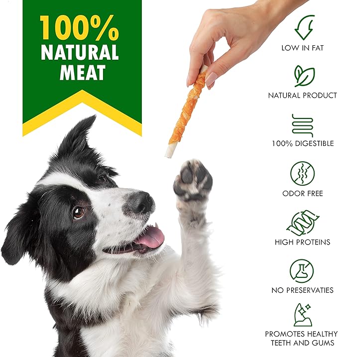 Beloved Pets Dog Treats & Long Lasting Rawhide Chews Wrapped Chicken – Pet Bones Sticks for Large, Medium & Small Breeds – Aggressive Chewers Snacks – Puppy Toys Treats