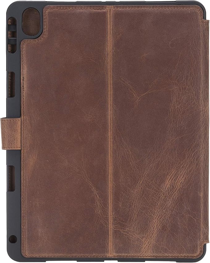 Genuine Leather Handmade iPad 10.2 Magnetic Closure Case with Separeted Compartments and Card Slots for Women &amp Men (8th Gen 2020) (7th Gen 2019) (Black)