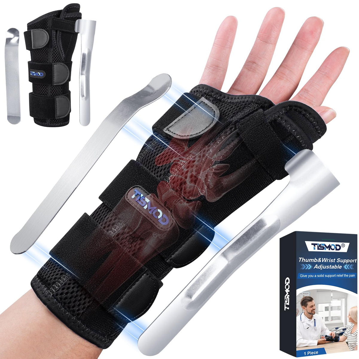 TISMOD Wrist Thumb Brace Spica Splint Right Left Hand Adjustable