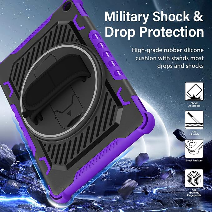 for Fire HD 10 &amp HD 10 Plus Tablet Case 13th Generation | with 360 Rotating Kickstand Hand Strap(No Screen Protector)