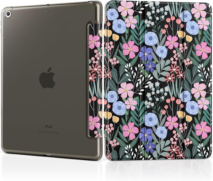 Compatible with iPad 10.2 Inch Case 2021 2020 2019 Smart Lightweight Trifold Stand Hard Plastic Transparent Cover Support Auto Sleep/Wake for iPad 10.2 9th/8th/7th Gen - Bear &amp Cherry