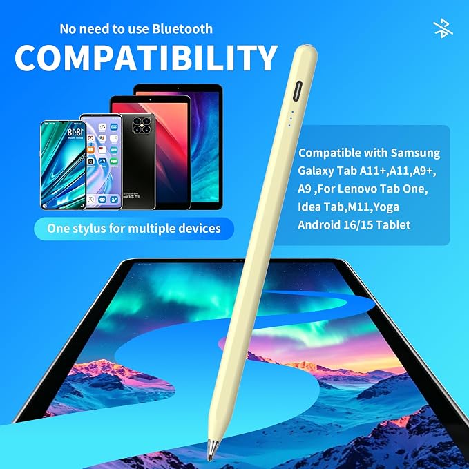 Galaxy Tab A11+ Stylus Pen for Samsung Table A11/A9+/A9 Drawing Stylus for Android Tablets Precise Writing PencilFast ChargingAuto SleepButton on/Off (Black)