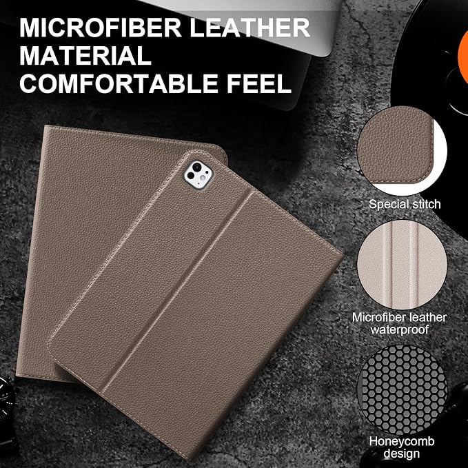 Leather Case for iPad Pro 13 (M4/M5) 2024/2025 Black | Premium Leather Business Folio Stand Cover Auto Wake/Sleep Multiple Viewing Angles