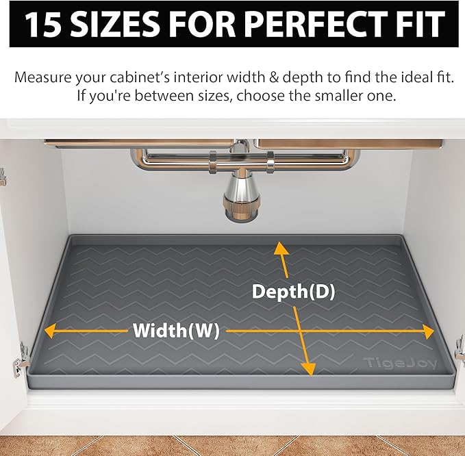 TigeJoy 19" x 19" Under Sink Mats for Kitchen Waterproof, Leak-Proof Silicone Mat Sink Protector and Cabinet Liner, Kitchen Essentials Organizer and Storage, Boot or Shoe Tray, Pet Feeding Mat