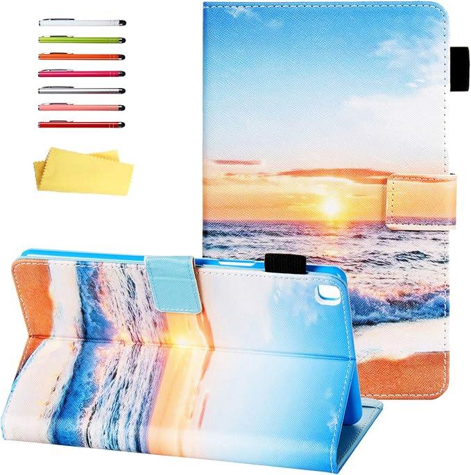 for Galaxy Tab A 8.4 Case 2020 Model (SM-T307/T307U) with Pencil Holder Pockets Multi-Angle Viewing Folio Stand PU Leather Shockproof TPU Cover for Samsung Tab A 8.4 T307 Black Rose Flower