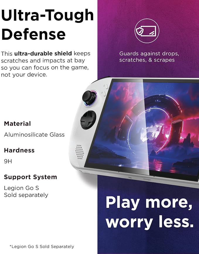Lenovo Legion Go Screen Protector - Ultra-Thin 0.33mm Protective Glass with 9H Hardness - Guards Against Drops Scratches and Scrapes - Easy Application High Transparency