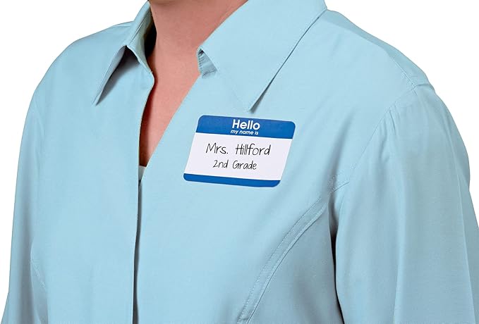 Avery Hello My Name is Name Tags, White with Blue Border, 25 Removable Name Badges (06175) (Pack of 2)