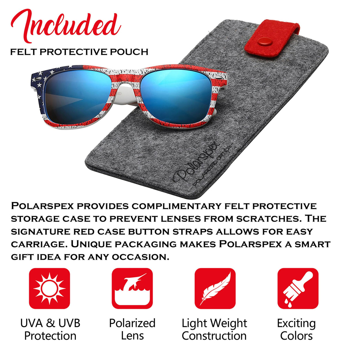 PolarSpex Polarized Sunglasses for Men and Women American Flag | Ice Blue