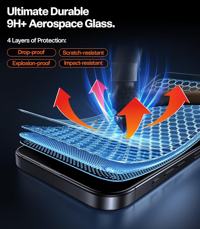 TORRAS OrigArmor for iPhone 17 Pro Screen Protector [100% Anti Reflection][3D Full Coverage Fit] Military-Grade Shatterproof 9H+ Tempered Glass Anti-Scratch Screen Protector 17 Pro 6.3 1-Pack