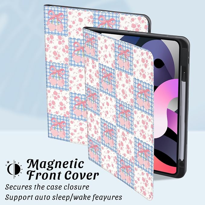 Cute Maple Bear Case for 10.2 iPad 2019/2020/2021(7th/8th/9th Gen) with Pencil Holder Auto Wake/Sleep Leather Soft TPU Back Cover for Women Girls