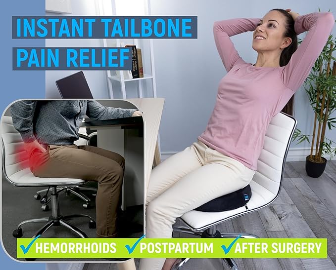 PT ENDORSED Donut Pillow for Tailbone Pain Relief - Hemorrhoid Pillow for Sitting, Orthopedic Donut Seat Cushion for Pressure Relief, Post Surgery, Postpartum Pregnancy, Lifting Cushions for Coccyx