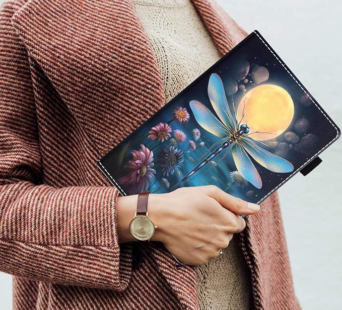 Case for Amazon Kindle Fire 7 Tablet (7 Display 12th Generation 2022 Release) Slim PU Leather Stand Folio Cover with Card Slot &amp Auto Wake Sleep Abstract Paint Butterfly