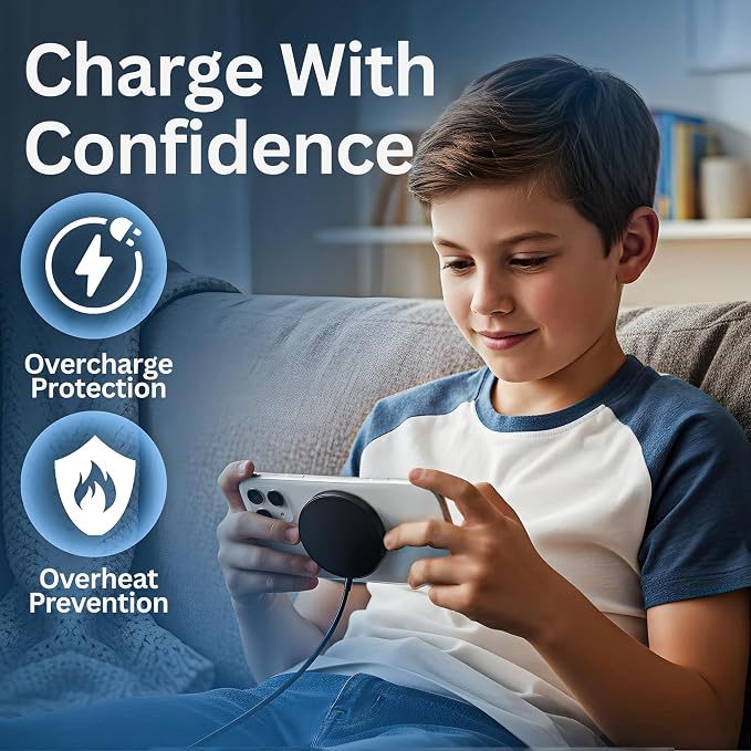 2Pack Magnetic Wireless Charger 15W Charger Wireless Charging Pad Fast Charger for 17/16/15/14/13/12 Pro Max Plus Mini and Airpods 3/2/ Pro 2 (Black)
