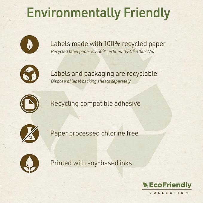 Avery EcoFriendly Recycled Shipping Labels, 8-1/2" x 11" Full-Sheet Labels, White, Permanent Adhesive, Laser & Inkjet Printers, 10 Total, Great for Mailing, Product Merchandising, and More (48809)