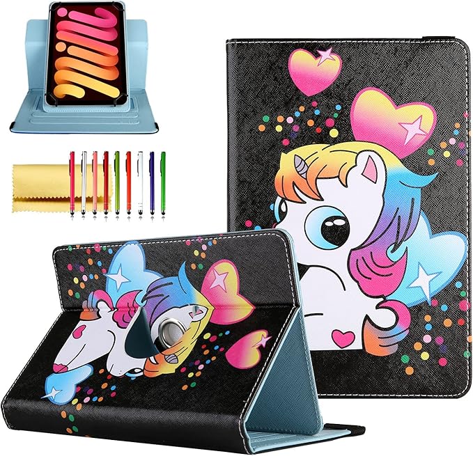 Universal 7 Inch Tablet Case Techcircle Ultra Slim Lightweight PU Leather Stand Folio Flip Wallet Protective Shell Case [Card Slots] [Magnetic Closure] for All 7 Android Tablet PC Cherry Blossom