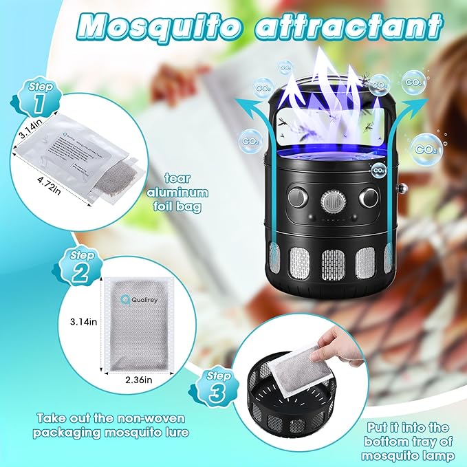 Qualirey 12 Pack Mosquito Attractant in Bulk, Lure for Bug Zapper Bait Refill Compatible with All Mosquito Trap Enhances Catch Rates for Indoor Outdoor Traps, Safe and Long Lasting
