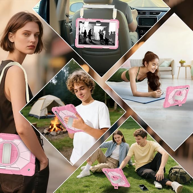 Case for Samsung Galaxy Tab S10 Lite/S10 FE/S9 FE /S9 Tablet Case 10.9/11 Inch with Rotate Stand &amp Hand Strap Screen Protector Pen Holder for Galaxy Tab S10 FE Cases Black