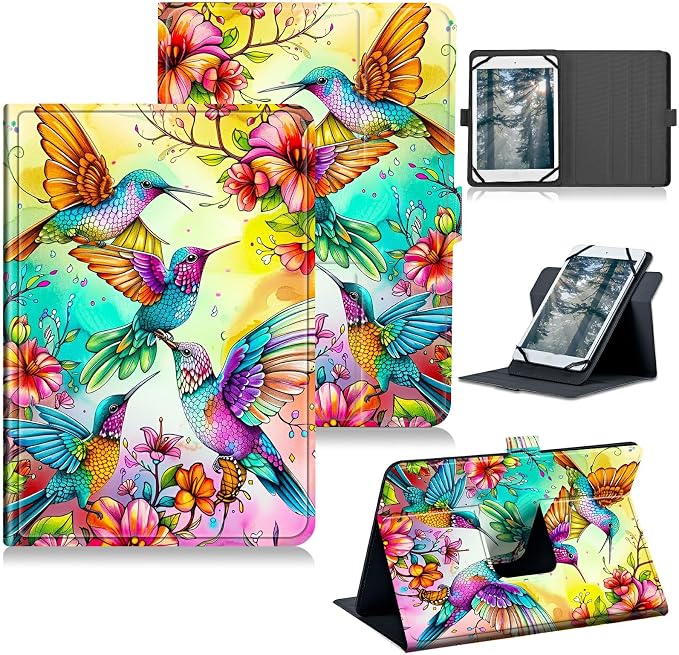 for Walmart Onn 10.1 2024 Onn 10.1 Gen 4 Universal Tablet Case 360 Degree Rotating Kickstand Protective Stand Case with Multiple Viewing PU Leather Shell Case Black Book Cat