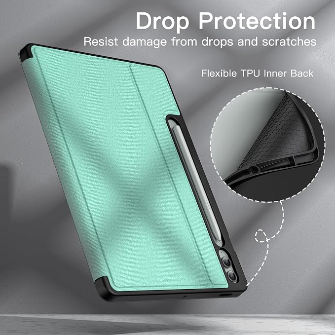 JETech Case for Samsung Galaxy Tab S9 FE+ / S9 FE Plus 12.4-Inch with S Pen Holder Slim Folio Stand Protective Tablet Cover Multi-Angle Viewing (Black)