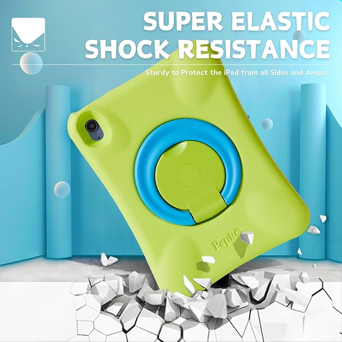 Kids Case for iPad Shockproof Cover for 11-inch iPad Air M4 (2026) / M3 (2025) / M2 (2024) 11” Lightweight Full Body Protective Case with Foldable Handle/Stand (Blue+Green)