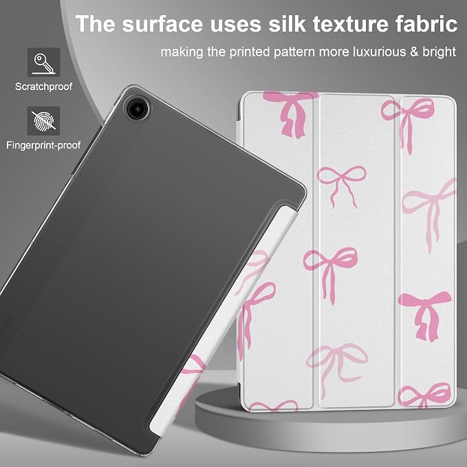 Case for Samsung Galaxy Tab A11 Plus A11+ 11 inch (2025/2026) &amp Tab A9 Plus A9+ 11 inch (2024/2023) Slim Smart Stand Cover with Translucent Hard Back Auto Wake/Sleep - Bear with Bows