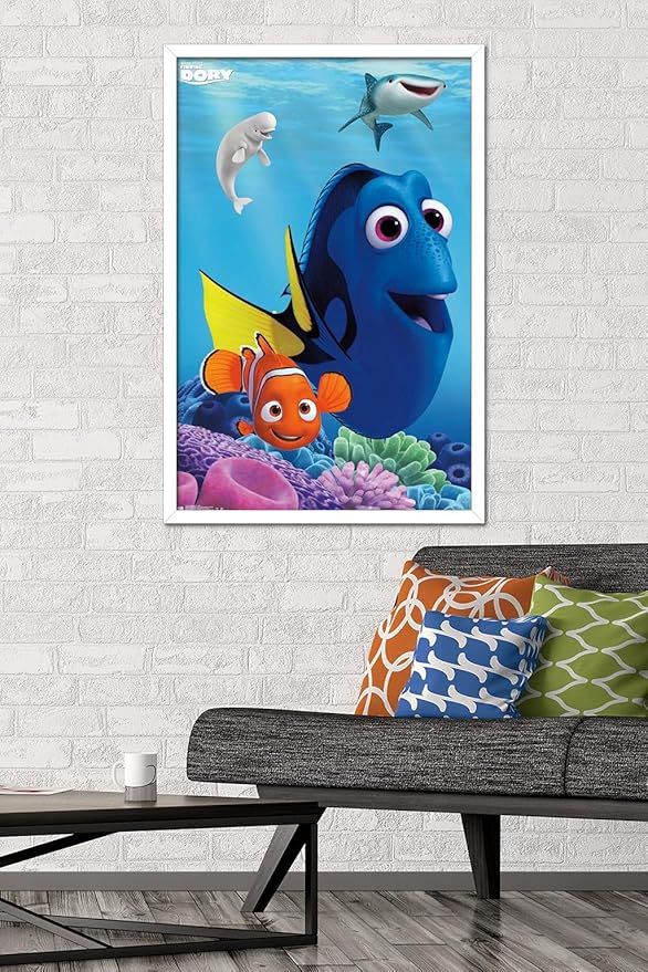 Trends International Disney Pixar Finding Dory - Dory Wall Poster, 22.375" x 34", White Framed Version