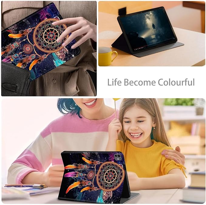 Case for iPad Air 11-inch (M4 2026 / M3 2025 / M2 2024) iPad Air 5th/4th Gen (2022/2020) 10.9 Slim PU Leather Folio Stand &amp Auto Sleep/Wake Protective Smart Cover Tree Fluorescent