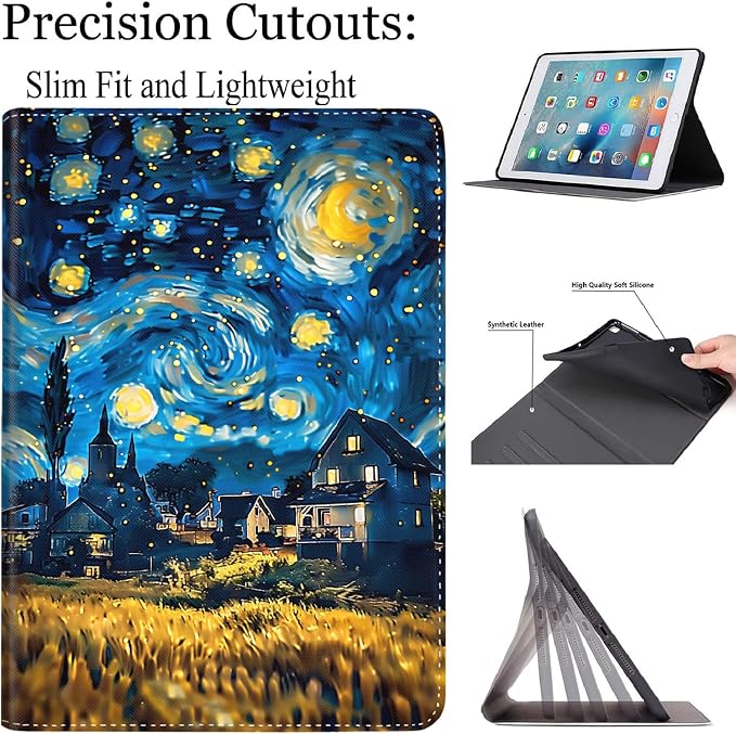 Case for New iPad (A16) 11th Generation 11 Inch 2025for iPad 10th Generation 2022 10.9 Inch Multi-Angle Stand Smart Cover Shockproof with Auto Wake/Sleep ，Starry Sky