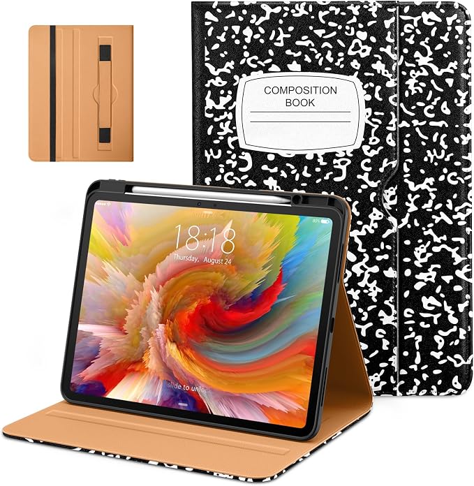 DTTO for iPad Pro 13 Inch Case (M5) 2025 / (M4) 2024 Brown | Premium Leather Business Cover with Pencil Holder Hand Strap &amp Pocket Corner Protection Auto Sleep/Wake Multiple Angles