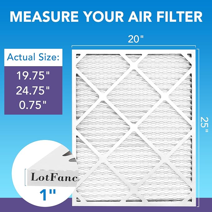 LotFancy 20x25x1 Air Filter MERV 11 6-Pack, Electrostatic Pleated AC Furnace