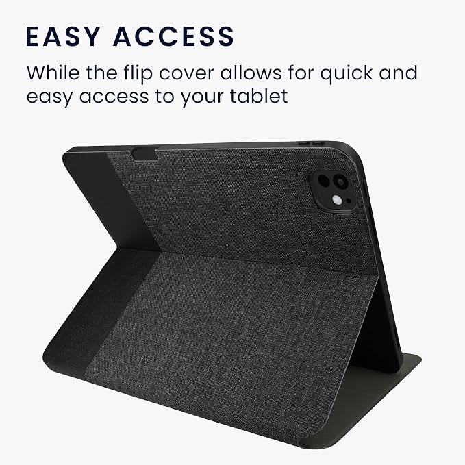 kwmobile Case Compatible with Apple iPad Pro 13 (2024) - Case PU Leather and Canvas Cover with Stand Feature - Anthracite/Black