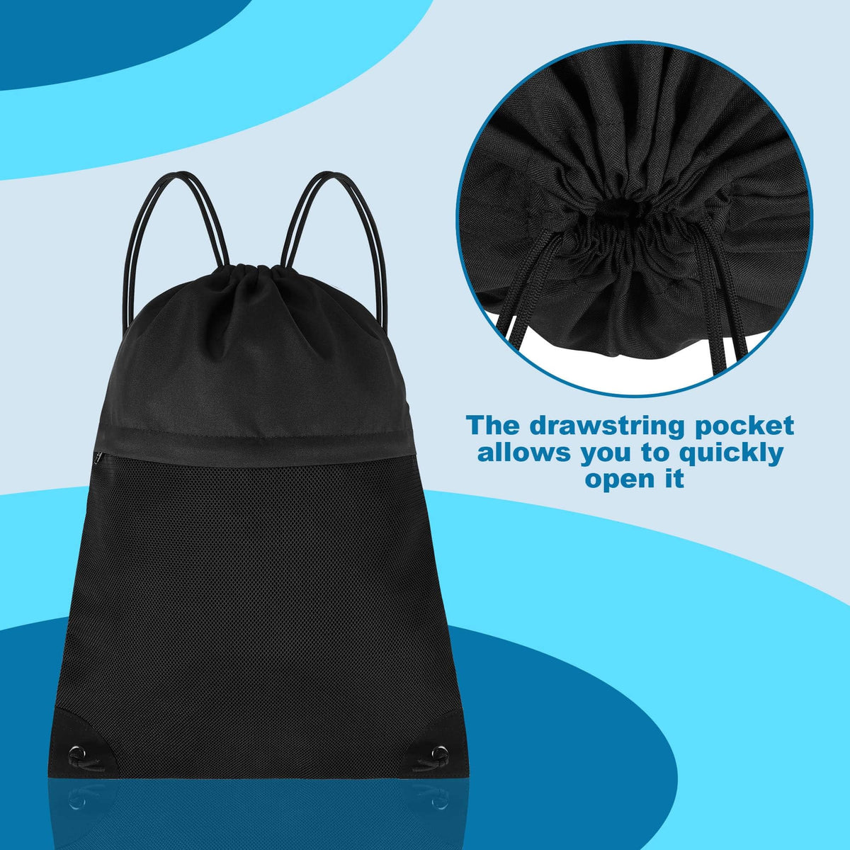 TILYMOL Drawstring Backpack for Sports - Small Gym Bag for Men & Women