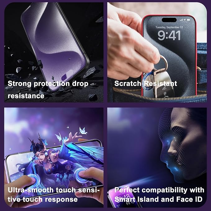 [2-Pack Matte Tempered Glass Screen Protector for iPhone 15 Pro Max Anti-Fingerprint &amp Oil Resistant Smooth as Silk 9H Hardness Bubble-Free Case Friendly 6.7-Inch