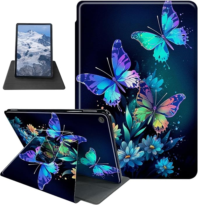 American Flag Deer Pattern Case for All-New Amazon Kindle Fire 7 Inch Tablet (9th/7th/5th Generation 2019/2017/2015 Release)360 Degree Rotating Stand Protective Cover with Auto Sleep/Wake