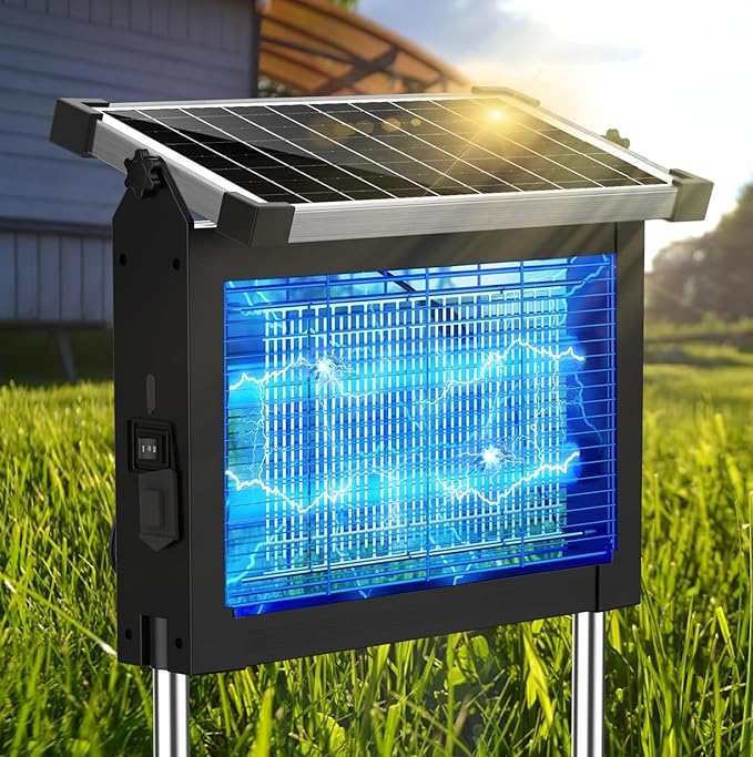 Solar Bug Zapper Outdoor Waterproof, Jepwe 4500V Cordless Bug Zapper Outdoor Large, Rechargeable Mosquito Killer & Fly Zapper, Solar Powered Insect Trap for Garden, Patio, Backyard, Indoor Use